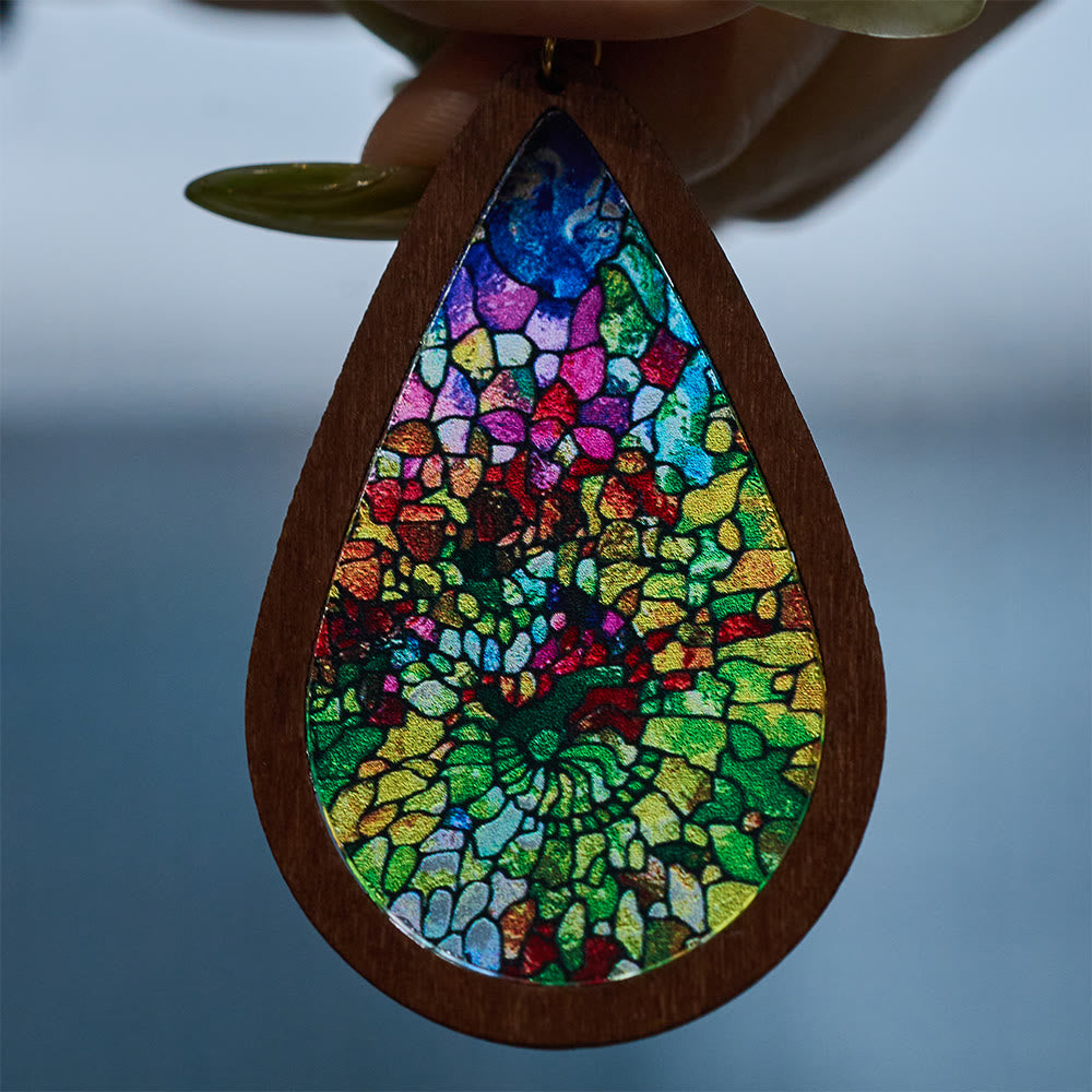 Glorious Grace Teardrop Earrings Inspired by Vibrant Stained Glass Art
