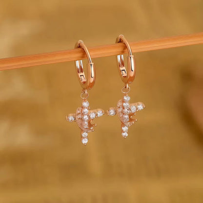 Crowned Cross Necklace and Earring Set