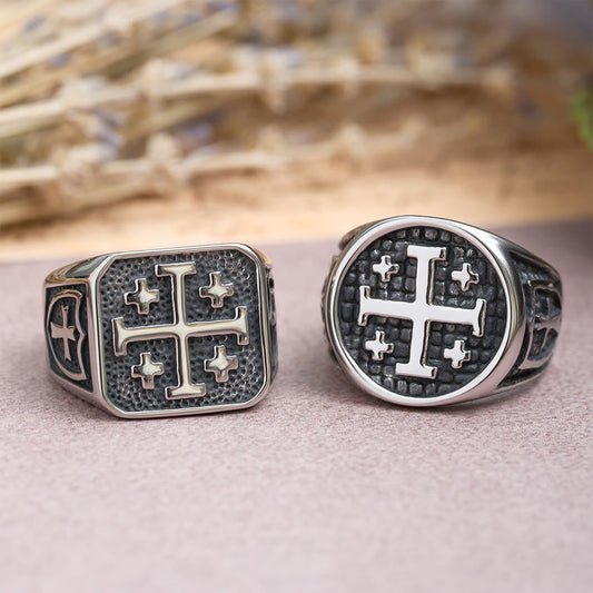 Jerusalem Cross Signet Ring